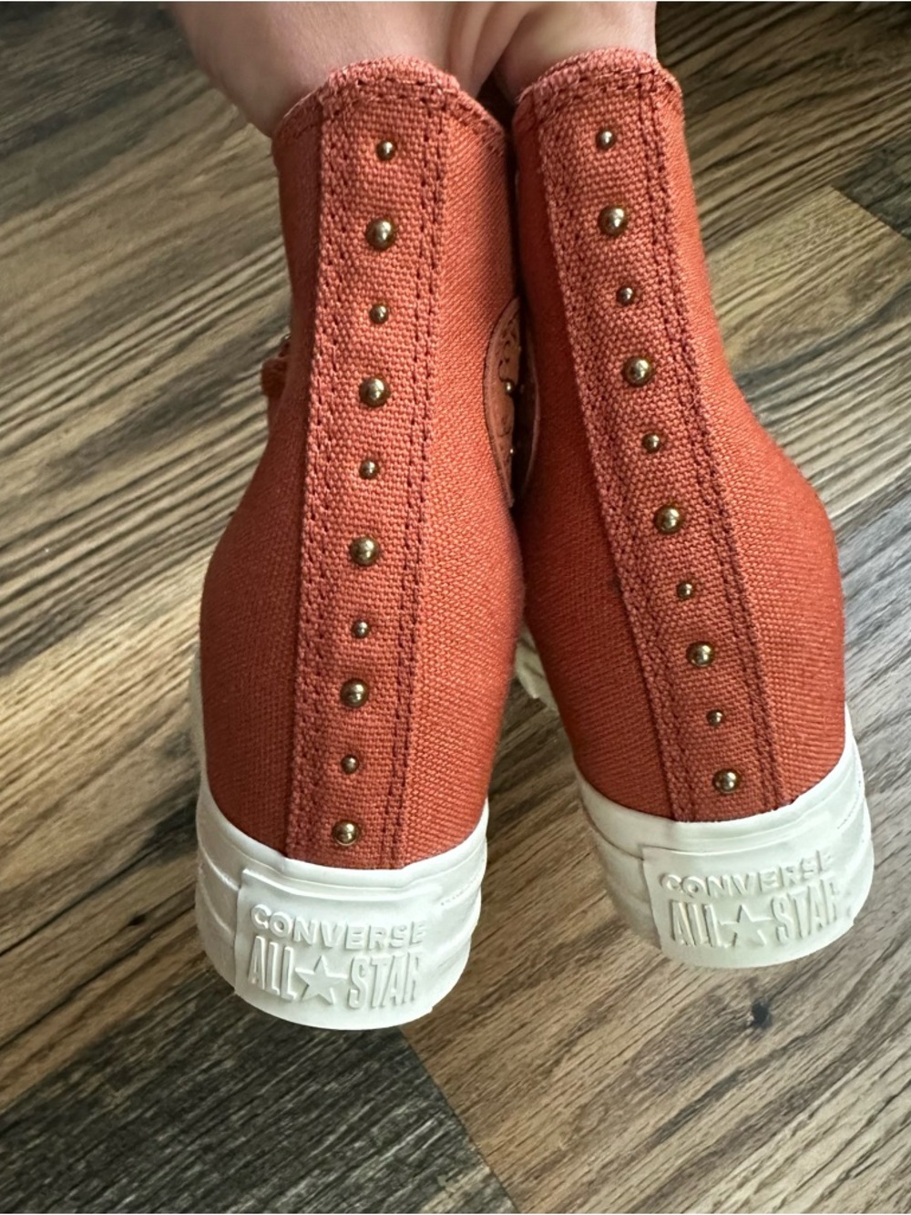 RARE Converse High Top Wedge Sneakers in Rust Orange Canvas - Picture 6 of 7